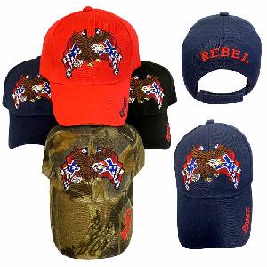 Eagle Rebel Flag Baseball Caps - Assorted Colors